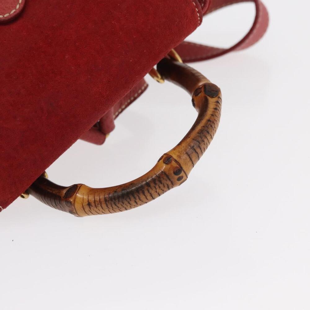 GUCCI Bamboo Backpack Leather Red Gold 003 1956 0030 Auth 153860 - Picture 7 of 16